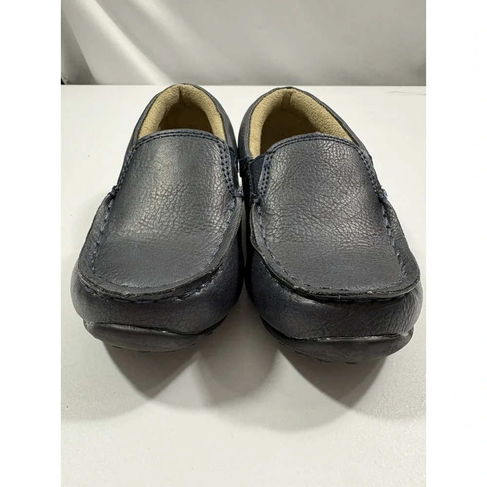The Children's Place Boys Navy Blue Faux Leather Slip On Loafers Dress Shoes 8T